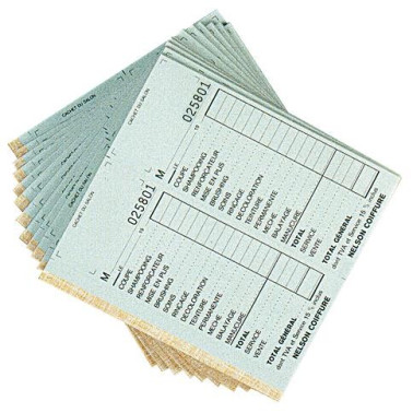 Carnet de caisse double pour salon de coiffure  sans numéro 