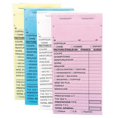 Carnet de caisse sans numéro pour salon de coiffure