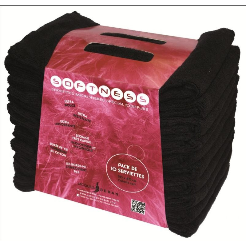 Serviette spéciale salon de coiffure en microfibre noire jacques seban