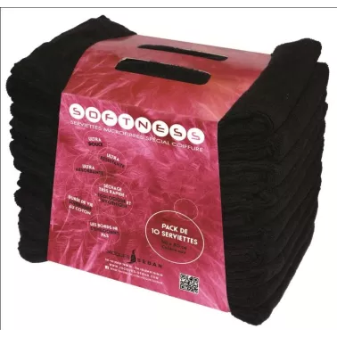 Serviette spéciale salon de coiffure en microfibre noire jacques seban